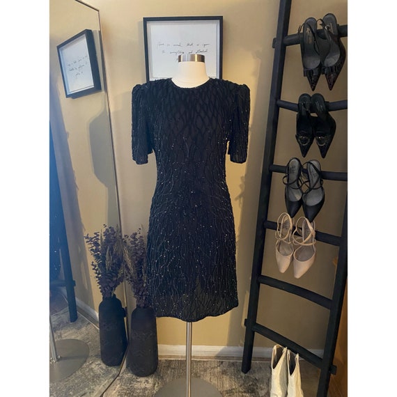 padded shoulder sequin dress Warehouse Women's Sequin Shoulder Pad Sleeveless Midi Dress in Iridescent