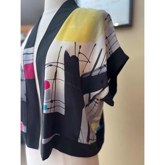 VINTAGE contemporary art silk kimono-like jacket - image 8