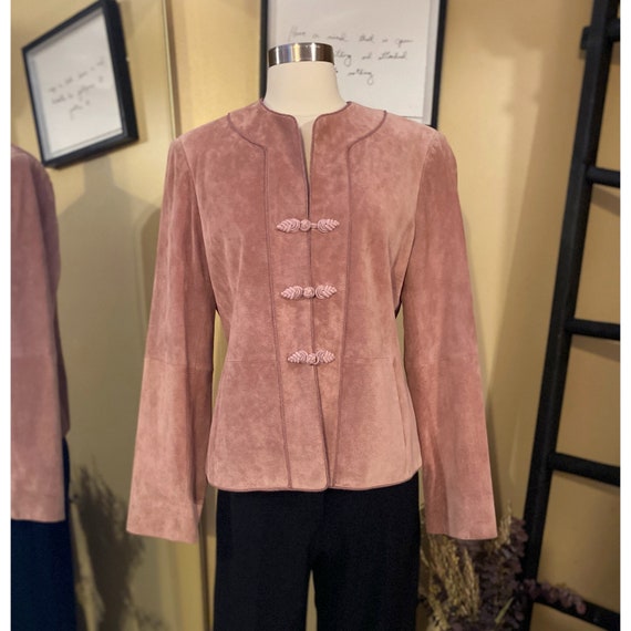 Jones New York Pink Suede Toggle Jacket 