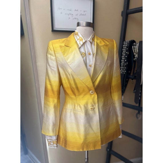 VINTAGE ESCADA yellow ombre blazer sz 38 - image 2