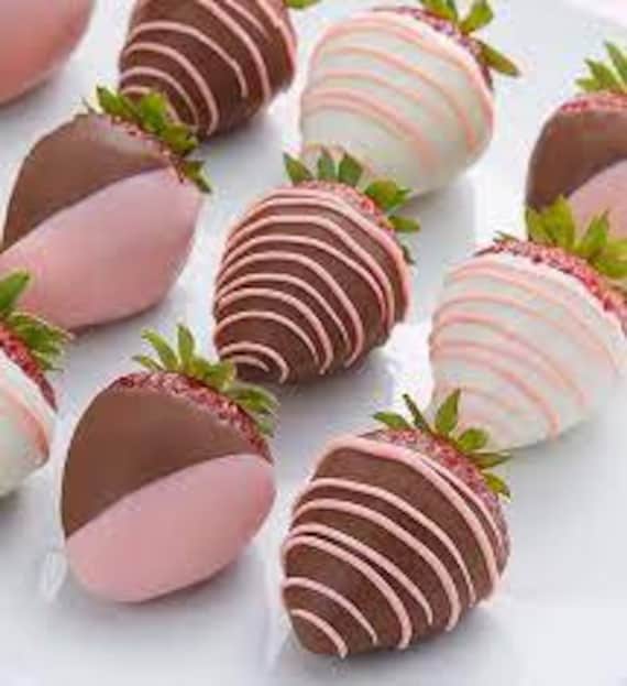 Pink & Chocolate Covered Strawberries Etsy
