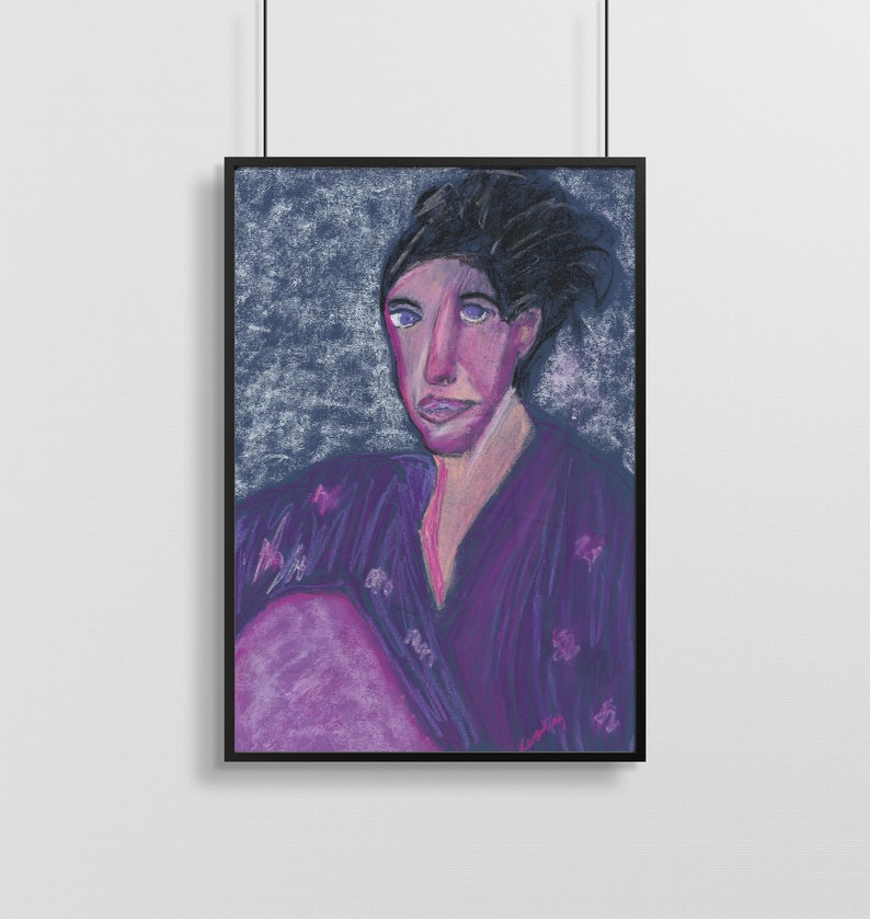 Original Art, Figurative Art, Graphic Art, Pastel Art, Home Decor, Purple - Study in Purple