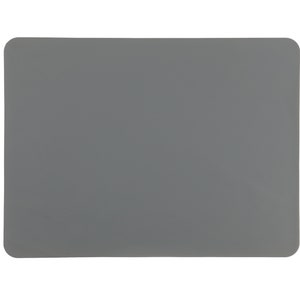 May include: A gray silicone placemat. The placemat is rectangular and has a smooth surface.