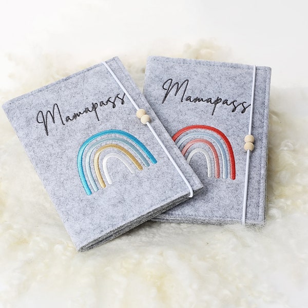 Mutterpasshülle aus Filz * Regenbogen * Mutterpass * Mamipass * Mamapass