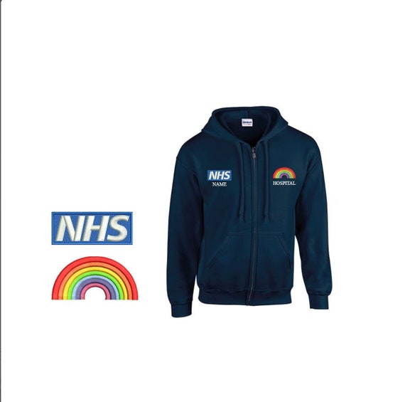 NHS Embroidered Unisex Zipped Hoodie Etsy