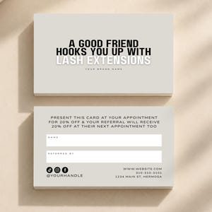 Lash Artist Referral Card - Editable Template | Printable Beauty Business Cards | Esthetician Marketing
