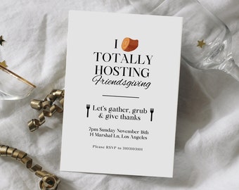 Funny Friendsgiving Dinner Invitation | Editable Template | I Yam Hosting Friendsgiving | Thanksgiving Invite Design | 5x7"