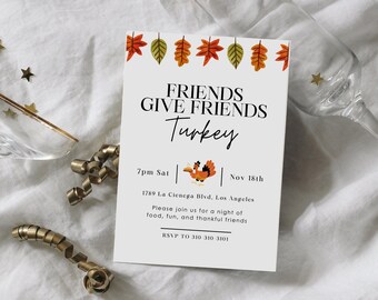 Funny Friendsgiving Invitation Design | Friendsgiving Invite | Thanksgiving Dinner Party Invitation | Editable Template | 5x7"