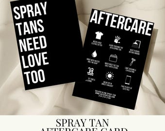 Spray Tan Aftercare Card Template | Printable Beauty Business Client Care Cards | Spray Tanning | Editable Templates