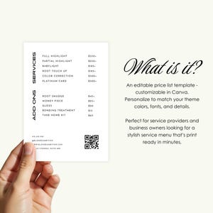 Blonde Salon Price List Template | Printable Beauty Business Service Menu | Hair Salon Marketing | Editable Template image 4
