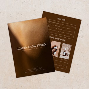 Businessflyer spray tan | Spraytan-brochure | Promotieflyer voor beautybedrijven | Bewerkbare sjabloon | 5 x 7" | Bruin en wit