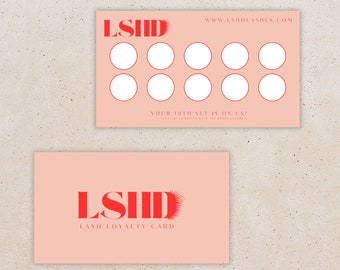 Lash Service Loyalty Card Design | Editable Template | Pink Loyalty Card | Customer Rewards Card | Lash Extensions Stamp Card | 3.5x2"