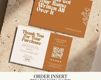 Small Business Order Thank You Card Template | Printable Package Insert Card | Order Review Cards | Editable Template