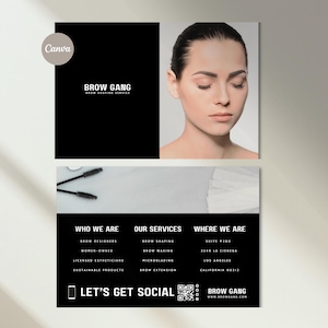 Diseño de tarjeta de presentación de artista de cejas / Plantilla editable / Servicio de microblading / Diseño moderno minimalista / Volante de negocios de belleza / 7x5"