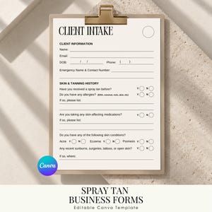 editable spray tan business forms template