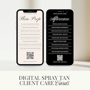 Digital Spray Tan Aftercare Cards | Beauty Business Appointment Texts | Client Care Cards | Editable Canva Templates