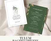 Tulum Before the Groom Themed Bachelorette Party Invitation Template | Printable Bachelorette Invite & Itinerary | Editable Templates