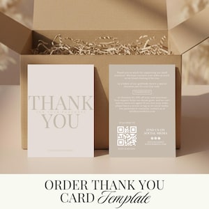 Small Business Thank You Order Card Template | Printable Packaging Insert | Thanks For Your Purchase Cards | Editable
