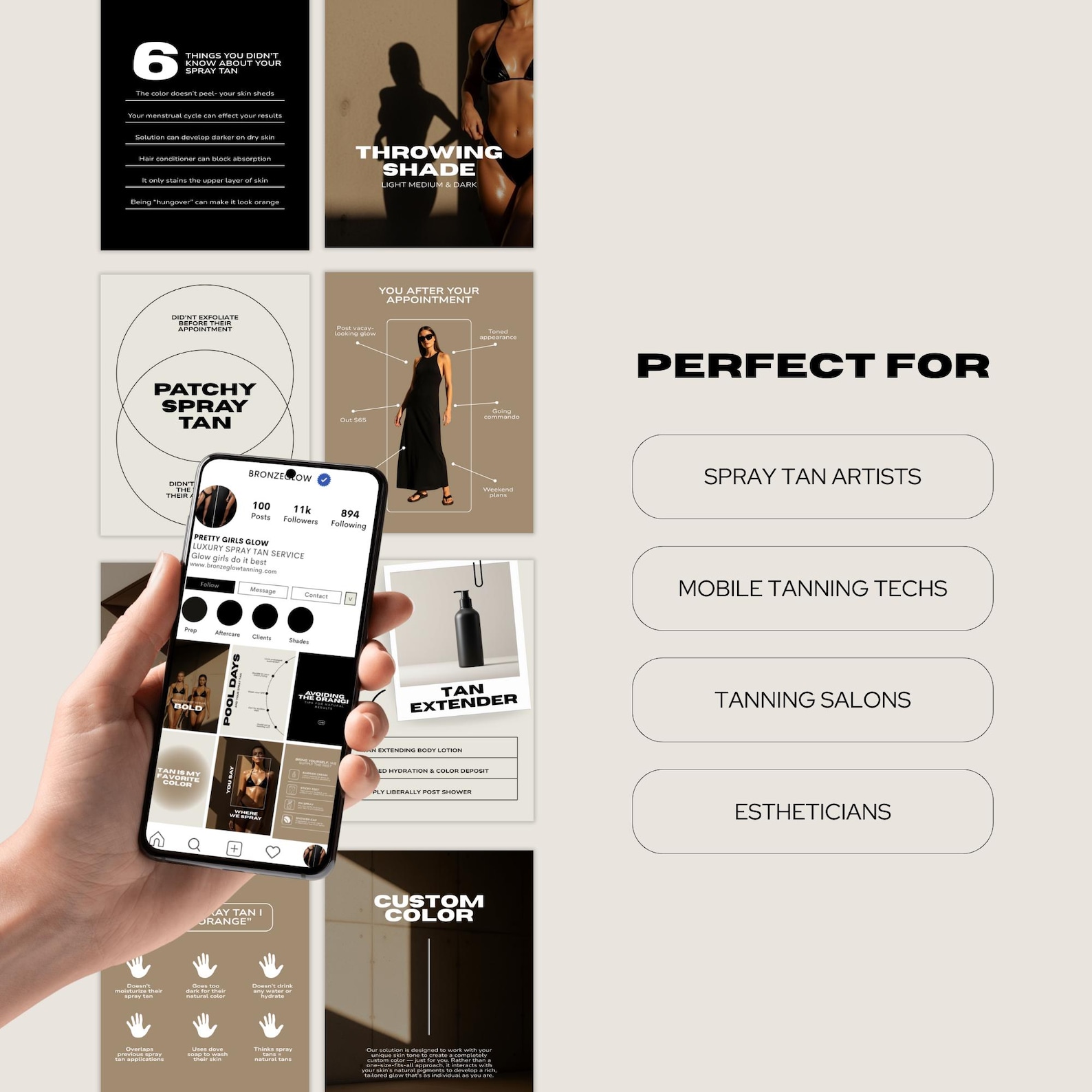 Spray Tan Posts Spray Tan Business Instagram Templates | 105 Editable Social Media ...