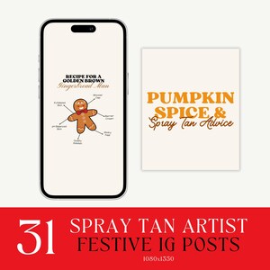 Christmas Instagram Templates for Spray Tan Businesses | Beauty Business Holiday Social Media | Editable Canva Template