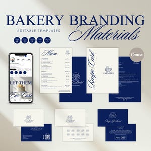 Kit de marca de padaria | Cartões de visita de padaria caseira | Materiais de marketing para panificação caseira | Postagens de confeitaria no Instagram | Modelos editáveis |