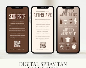 Digital Spray Tan Care Cards | Spray Tan Aftercare | Sunless Tanning Appointment Texts | Editable Canva Templates