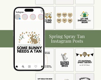Modèles Instagram de bronzage saisonnier pour le printemps | Publications modifiables sur les réseaux sociaux pour le bronzage par pulvérisation | Marketing d'entreprise de beauté