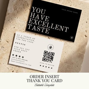 Plantilla de tarjeta de agradecimiento por pedido para pequeñas empresas / Insertos de embalaje imprimibles / Tarjeta de agradecimiento por su pedido / Plantillas editables