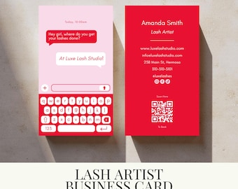 Lash Artist Business Card | Printable Beauty Business Cards | Lash Tech Marketing | Editable Template