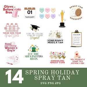 Spray Tan Spring svg Bundle | Spray Tan pngs | Valentine&#39;s svg | Easter Spray Tanning svg | Airbrush Tanning svg | Spray Tan Cut Files
