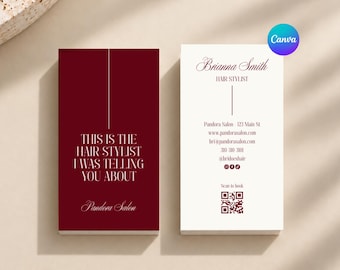 Hair Stylist Business Card - Editable Canva Template | Printable Beauty Business Cards | Salon Marketing