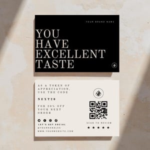 Black Thank You Order Card | Package Insert | Order Insert Card | Editable Templates | Small Business Thank You Card | Order Insert | 4x6"