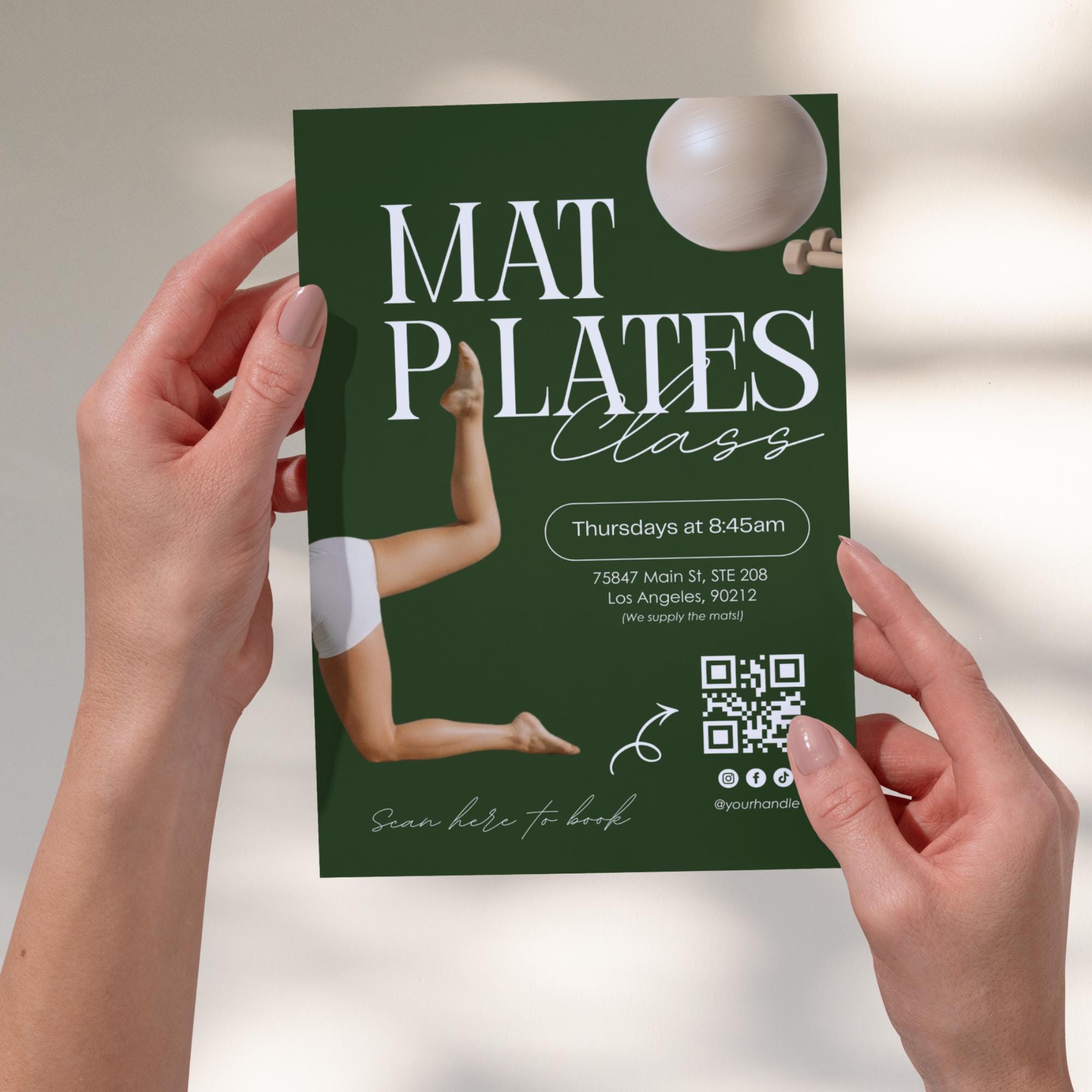Mat Program Flyer Mat Pilates Flyer Template | Printable Workout Studio Flyers | Fitness ...