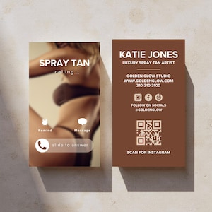 Spray Tan ruft Visitenkarte | Bearbeitbare Visitenkarte Vorlage | Neutrales Brandzeichen | Luxus Spray Tan Service | 3,5x2