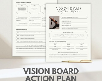 Sjabloon actieplan visiebord | Afdrukbaar werkblad doelen stellen | Planner voor goede voornemens voor het nieuwe jaar