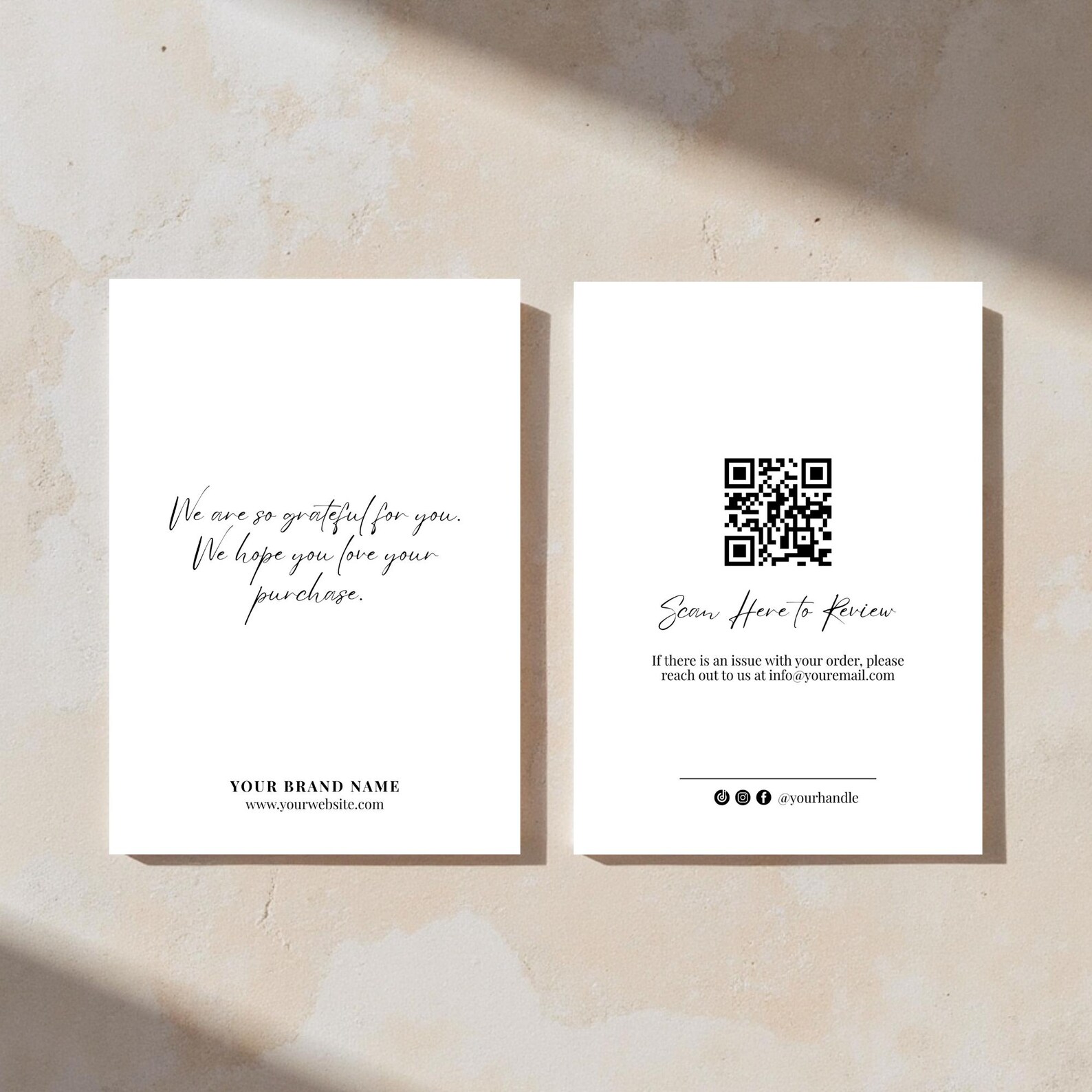 Minimalist Order Insert Card | Package Insert | Order Review Card ...