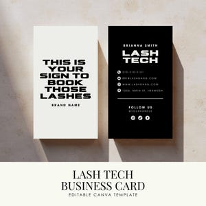Lash Tech Business Card Template | Printable Beauty Business Cards | Lash Artist Marketing | Editable Canva Templates