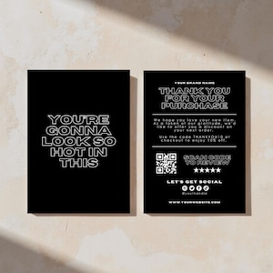 Cartão de agradecimento preto para pedido | Encarte de pacote | Cartão de encarte de pedido | Modelos editáveis | Cartão de agradecimento para pequenas empresas | Encarte de pedido | 5x7"