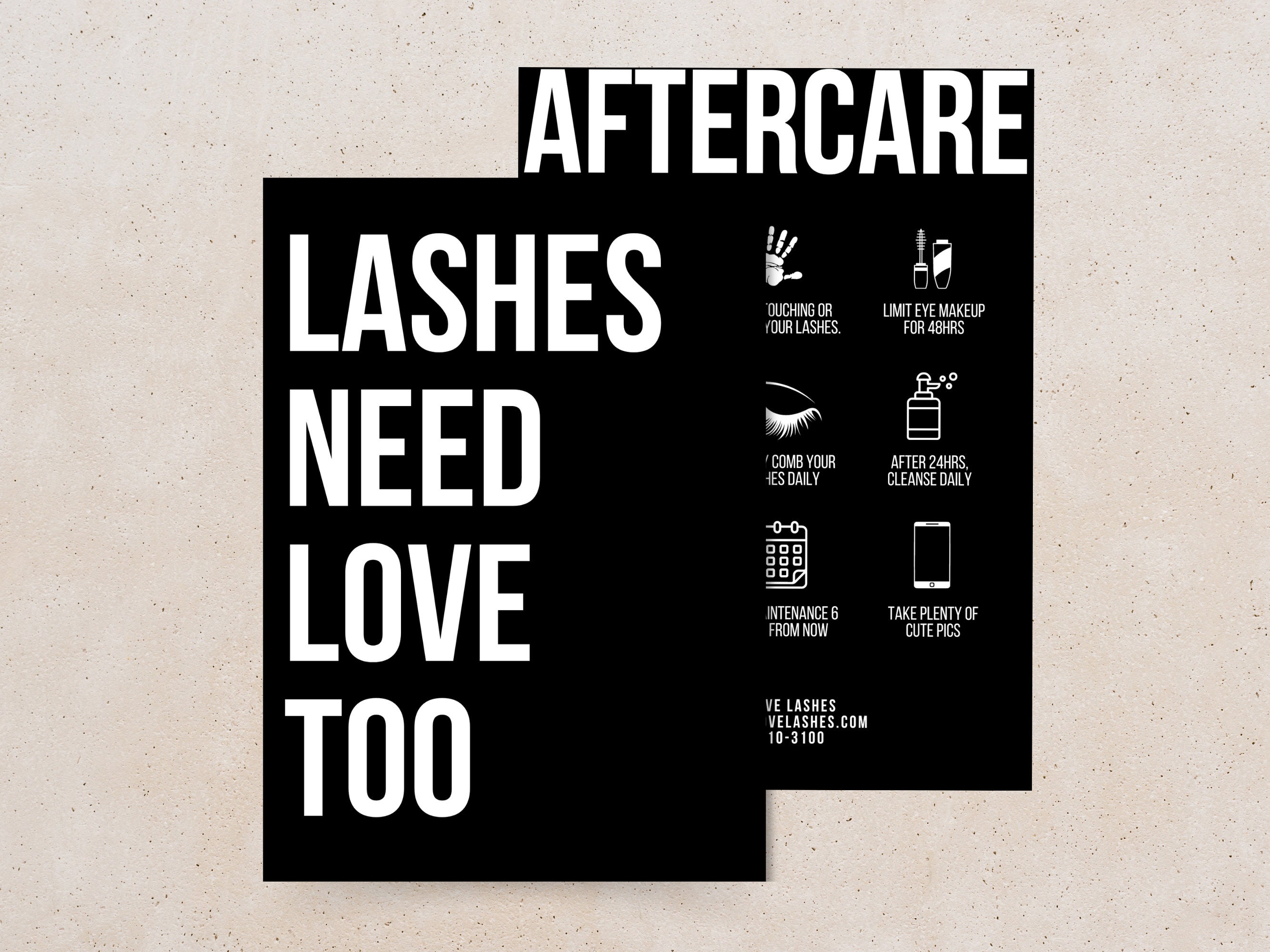 Lash Lamination Aftercare Card Design Editable Template Etsy