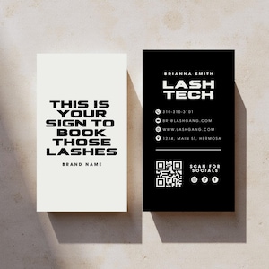 Tarjeta de presentación para técnico de pestañas / Diseño de tarjeta de presentación de belleza / Negocio de tecnología de pestañas / Tarjetas de presentación minimalistas / Plantilla editable / 3.5x2