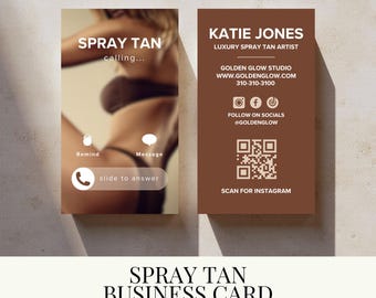 Spray Tan Business Card Template | Printable Beauty Business Cards | Spray Tanning Business | Editable Template