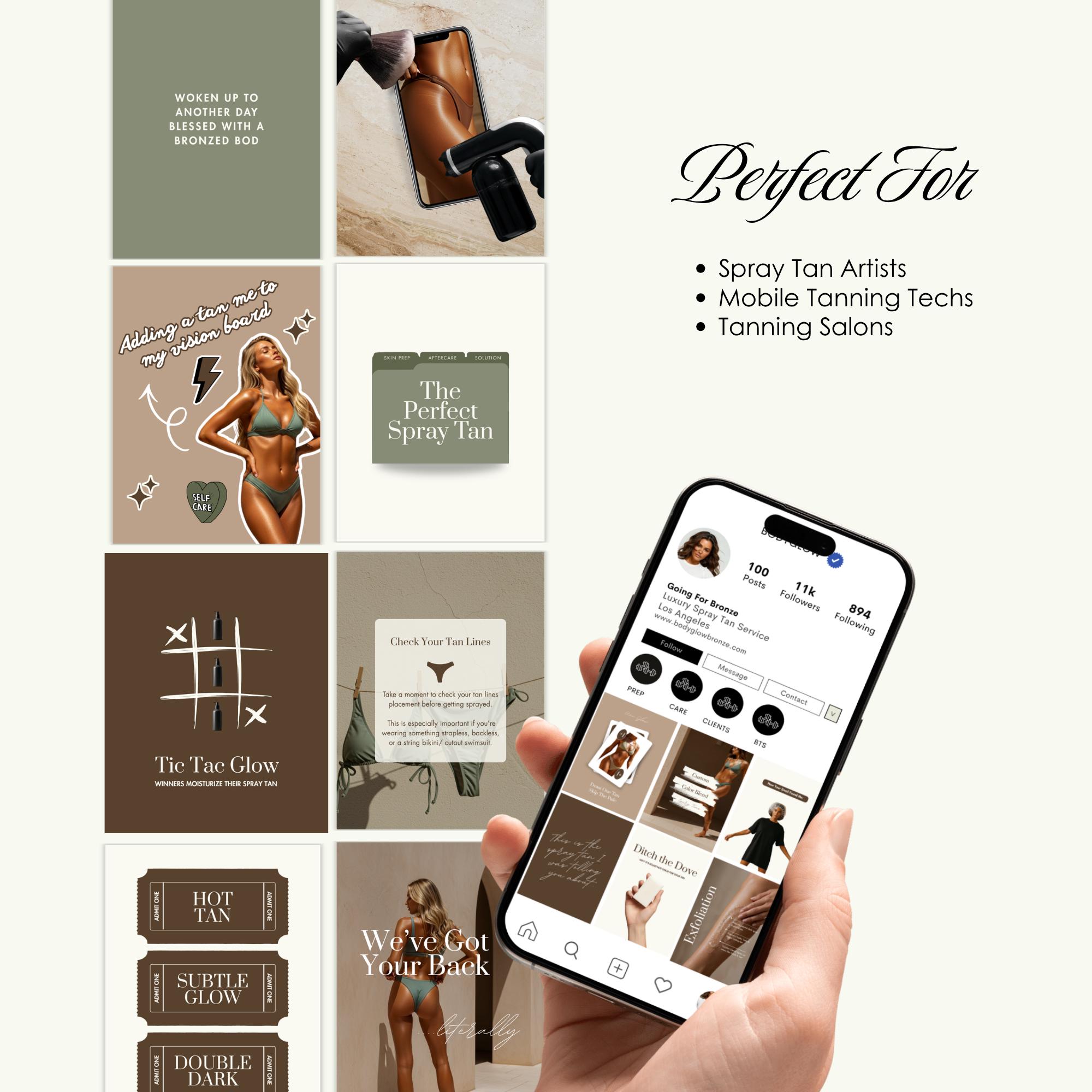 Spray Tan Posts 100 Spray Tan Artist Instagram Post Canva Templates | Editable Social ...