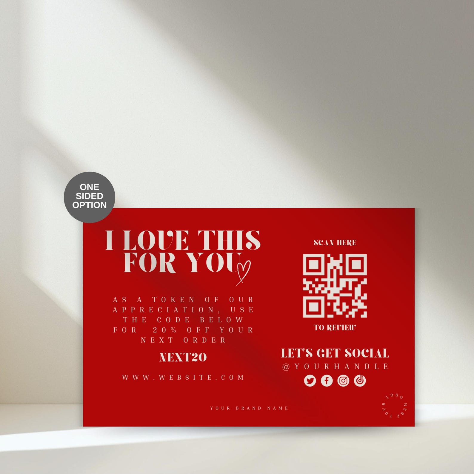 Red Thank You Order Card | Package Insert | Order Insert Card ...