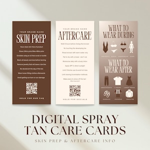 Cartões de cuidados digitais para bronzeamento a jato | Instruções de preparação e cuidados posteriores para a pele para bronzeamento a jato | Download instantâneo | Modelos editáveis | 828 x 1792px