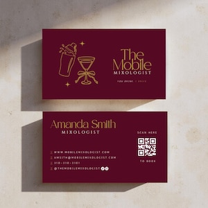 Mobile Mixologist Business Card Design | Bartending Business | Mobile Bartender Business Card | Editable Template | 3.5x2