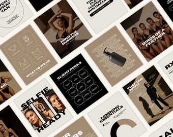 Spray Tan Business Instagram Posts | Sunless Tanning Social Media Content | 105 Editable Templates