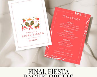 Plantilla de invitación para despedida de soltera con temática de Fiesta Final / Invitación e itinerario imprimibles / Plantillas editables