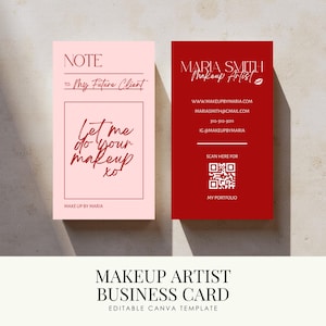 Makeup Artist Business Card Template | Printable Beauty Business Cards | MUA Marketing | Editable Canva Templates
