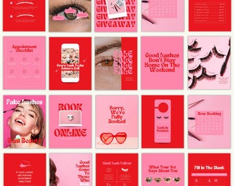 Lash Business Instagram Templates | Editable Social Media Posts for Lash Artists | Lash Tech Content | Beauty Business Marketing