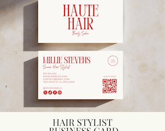Hair Stylist Business Card Template | Printable Beauty Business Cards | Salon Marketing | Editable Templates
